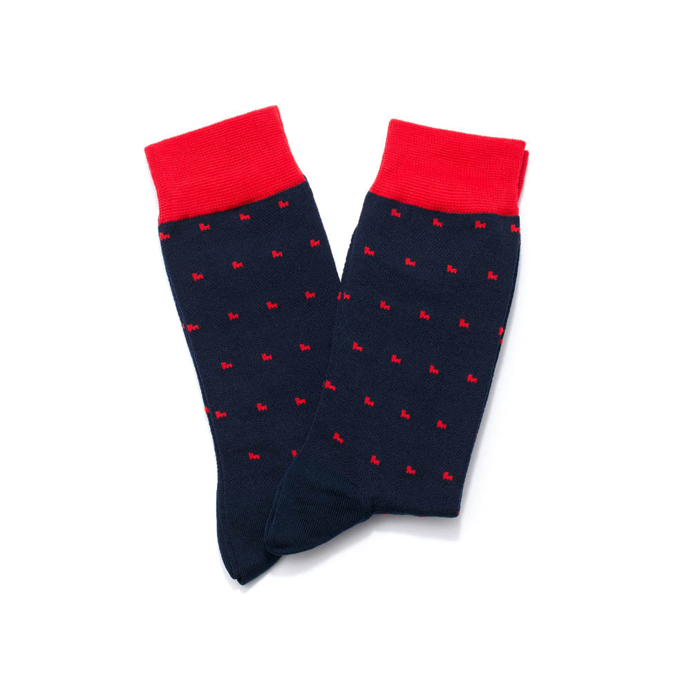 La chaussette - Motifs bleu/rouge x2